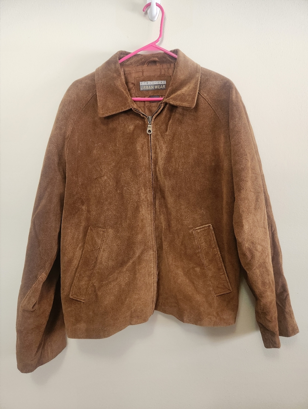 MEN'S Structure URBAN WEAR VINTAGE WALNUT BROWN LEATHER/SUEDE JACKET SZ Large